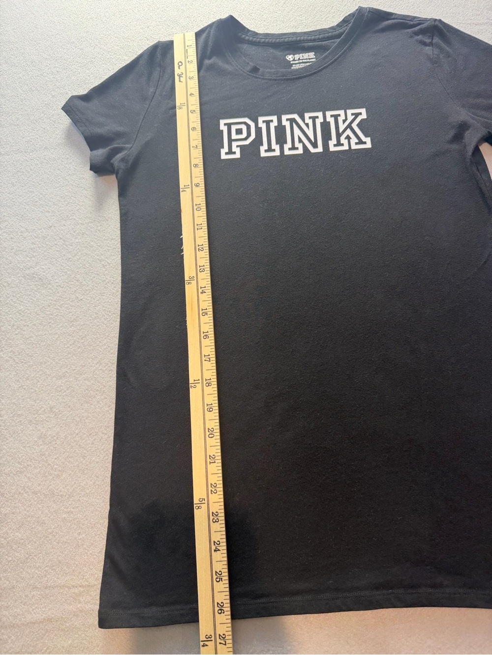 Victoria’s Secret PINK Black Varsity Logo Tee XS - Picture 6 of 8